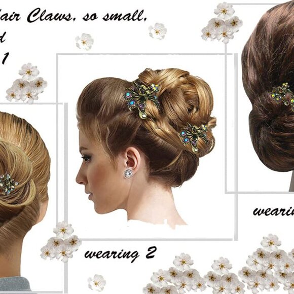 Mini Hair Claws Set 8 Metal Small Clips for Hair Styling Bun Ponytail - Picture 8 of 9